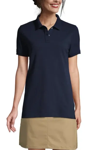 Lands' End School Uniform Young  Short Sleeve Mesh Polo Shirt In Classic Navy