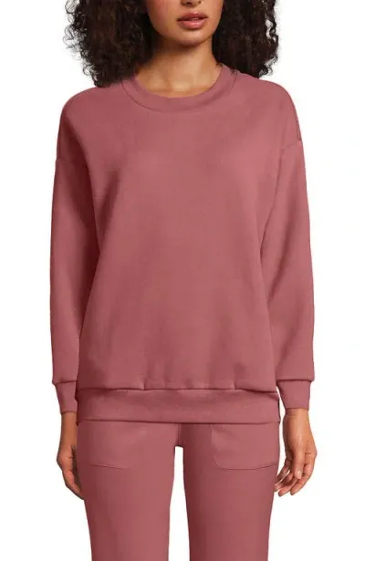 Lands' End Serious Sweats Relaxed Long Sleeve Crew Neck Sweatshirt In Dark Rose Clay