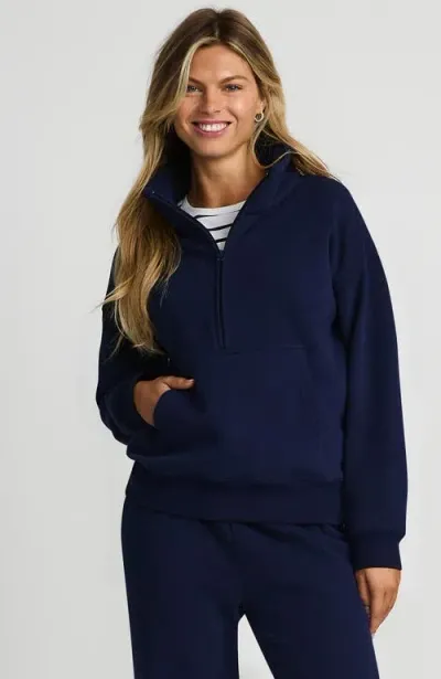 Lands' End Serious Sweats Relaxed Long Sleeve Half Zip Sweatshirt In Deep Sea Navy