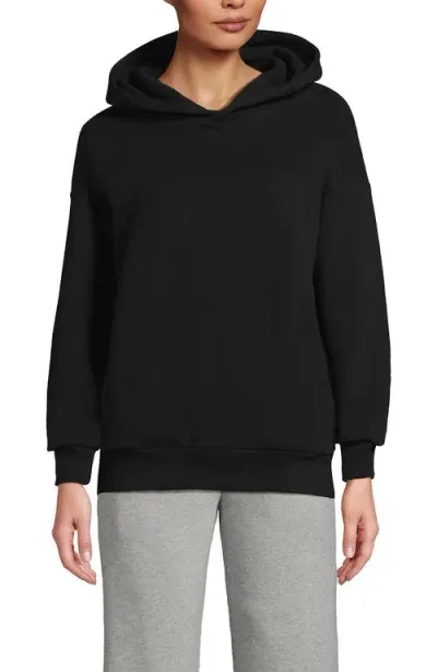 Lands' End Serious Sweats Relaxed Long Sleeve Hoodie Sweatshirt In Black