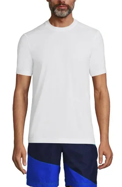 Lands' End Short Sleeve Swim Tee Rash Guard In White