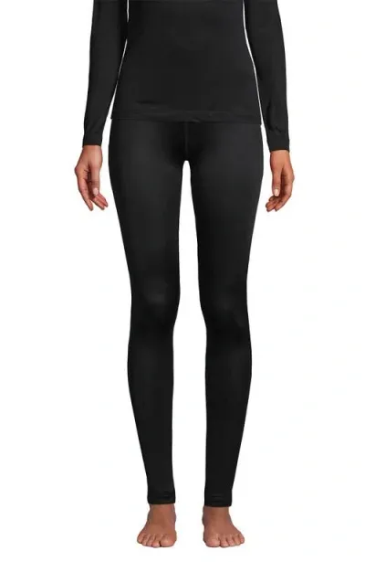 Lands' End Silk Interlock Long Underwear Leggings Pants In Black