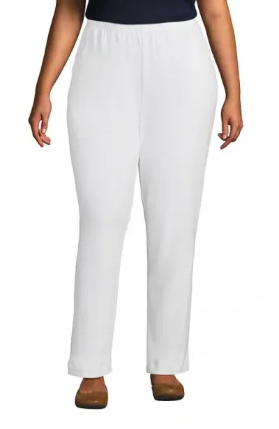 Lands' End Plus Size Sport Knit High Rise Pants In White