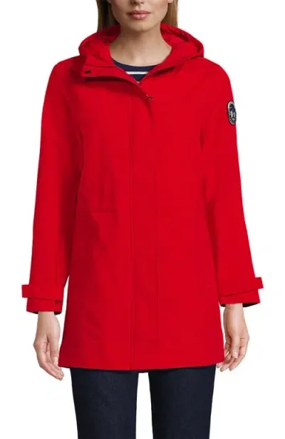 Lands' End Squall Hooded Waterproof Raincoat In Bright Cherry