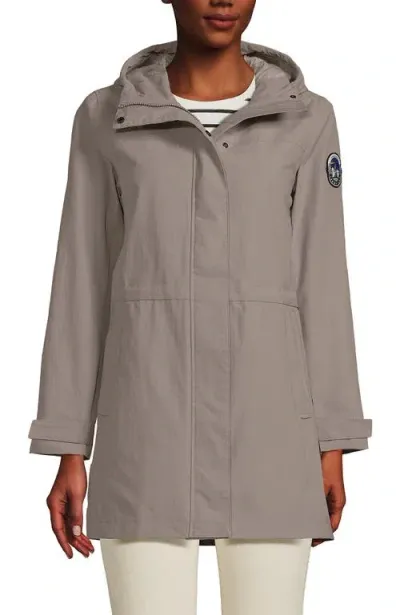 Lands' End Squall Hooded Waterproof Raincoat In Soft Taupe