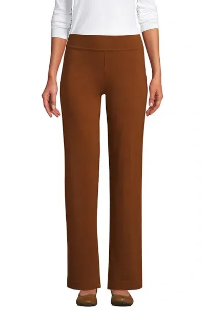 Lands' End Starfish Mid Rise Straight Leg Pants In Dark Caramel