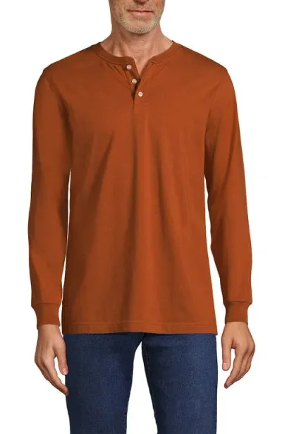 Lands' End Super-t Long Sleeve Henley Shirt In Fresh Cinnamon