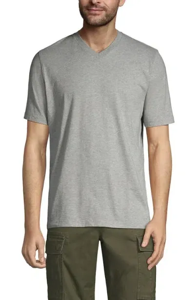 Lands' End Super-t Short Sleeve V-neck T-shirt In Gray Heather