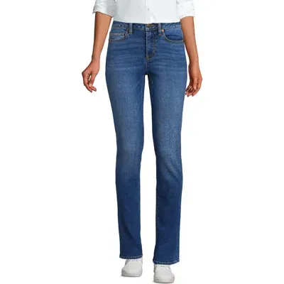 Lands' End Recover Mid Rise Straight Leg Blue Jeans In Indigo Tide Blue