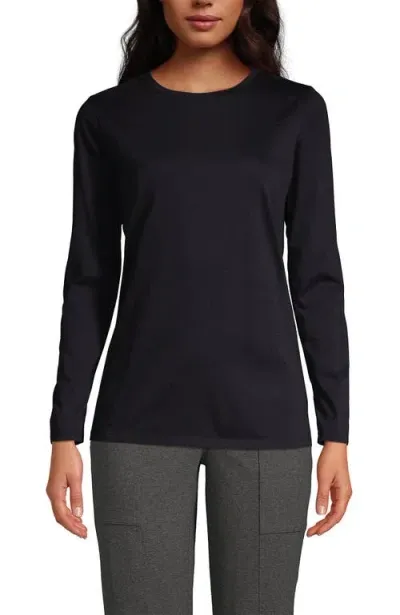 Lands' End Relaxed Supima Cotton Long Sleeve Crew Neck T-shirt In Black