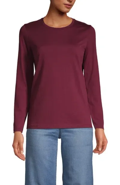 Lands' End Relaxed Supima Cotton Long Sleeve Crew Neck T-shirt In Rich Burgundy