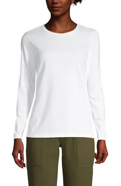 Lands' End Relaxed Supima Cotton Long Sleeve Crew Neck T-shirt In White