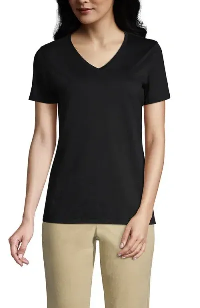 Lands' End Relaxed Supima Cotton V-neck T-shirt In Black