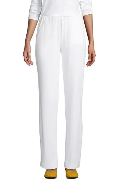 Lands' End Sport Knit High Rise Pants In White