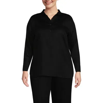 Lands' End Plus Size Twill Tencel Fiber Popover Shirt In Black