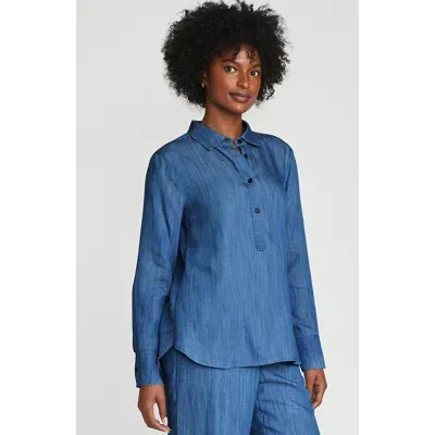 Lands' End Tencel Fibers Twill Popover Shirt In Soft Indigo