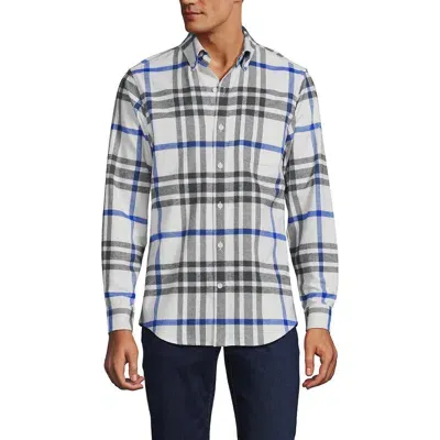 Lands' End Traditional Fit Flagship Flannel Shirt In Bright White Heather Plaid