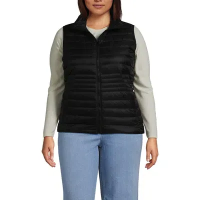 Lands' End Plus Size Wanderweight Packable Ultralight Down Vest In Black