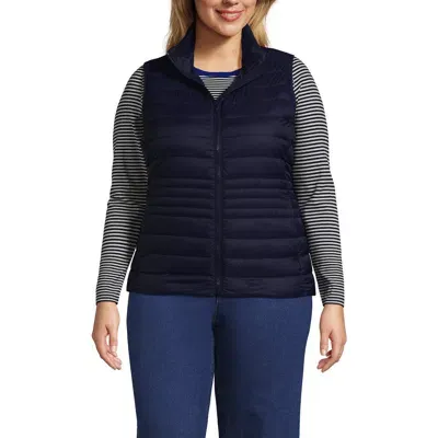 Lands' End Plus Size Wanderweight Packable Ultralight Down Vest In Deep Sea Navy