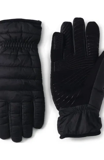 Lands' End Wanderweight Quilted Ez Touch Screen Gloves In Black