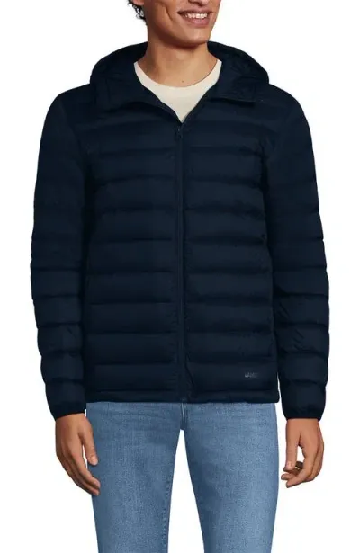 Lands' End Wanderweight Ultralight Packable Hooded Down Jacket In Radiant Navy