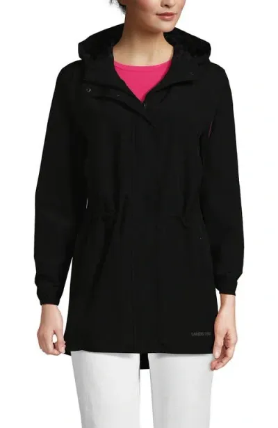 Lands' End Waterproof Hooded Packable Raincoat In Black