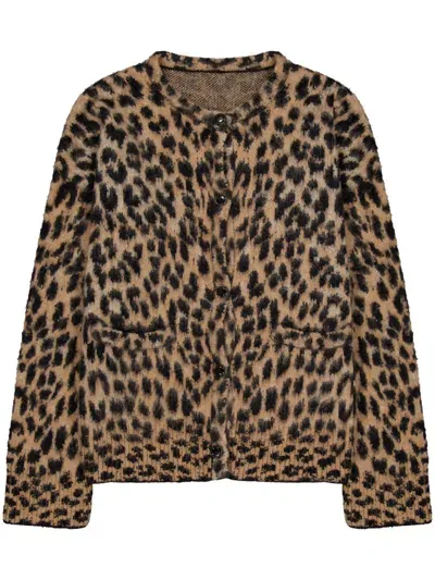 Laneus Animal Print Cardigan In Neutrals