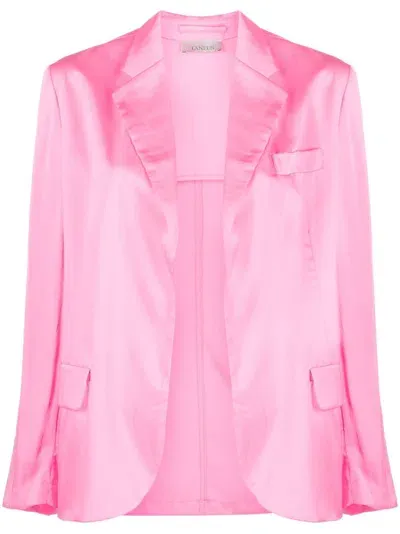 Laneus Fluo Satin-finish Blazer In Pink