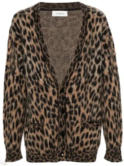 Laneus Leopard-print Cardigan In Neutrals