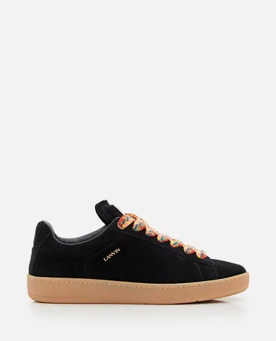 Lanvin Lite Curb Leather Low Top Sneakers In Black