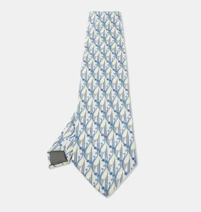 Pre-owned Lanvin Blue Printed Silk Traditional Tie