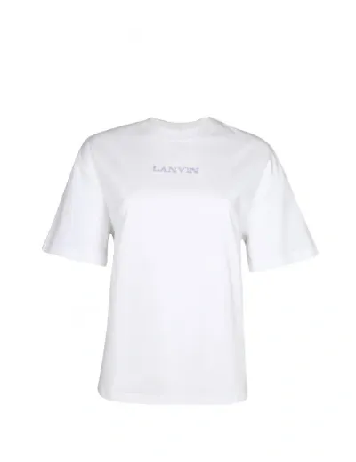 Lanvin Logo-embroidered Cotton T-shirt In White