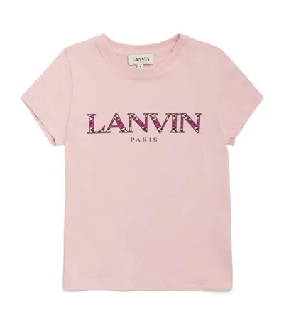 Lanvin Enfant Kids' Logo-print Cotton T-shirt In Pink