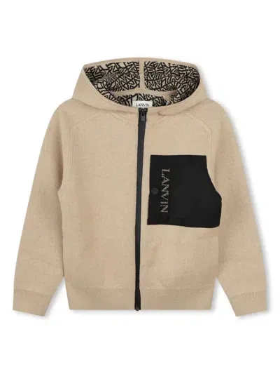 Lanvin Enfant Kapuzenjacke Mit Logo-stickerei In Nude