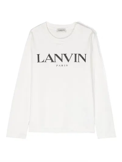 Lanvin Enfant Kids' Logo-print Long-sleeved T-shirt In White