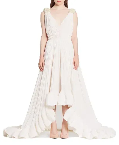 Lanvin Long Ruffle Dress In Charmeuse For Women In Off White