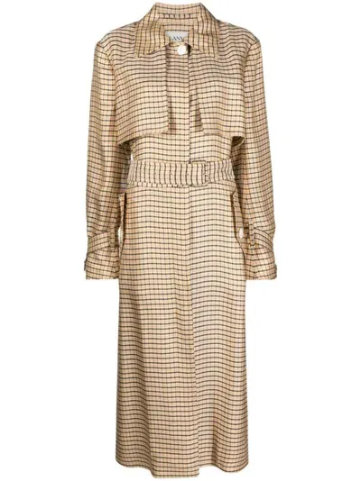 Lanvin Checkered Trench Coat In Multicolor