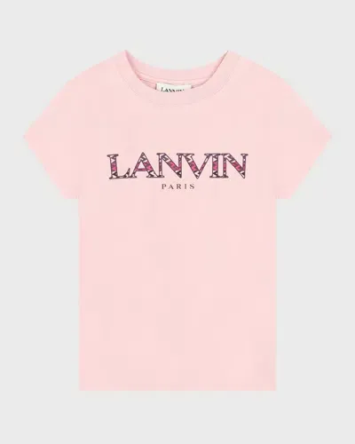 Lanvin Kids' Girl's Classic Curb Logo-print T-shirt In Pink