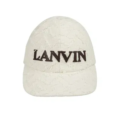 Lanvin Herringbone Motif Cap In Beige