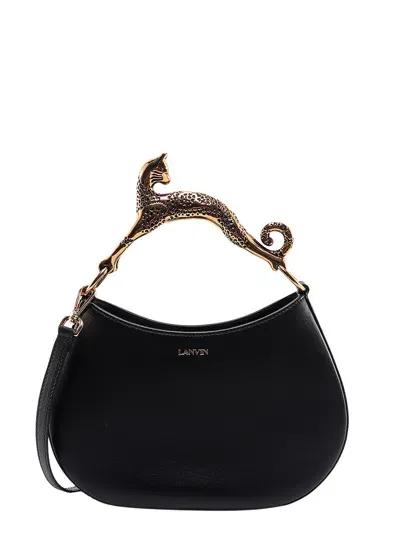 Lanvin Hobo Cat Leather Handbag In Black