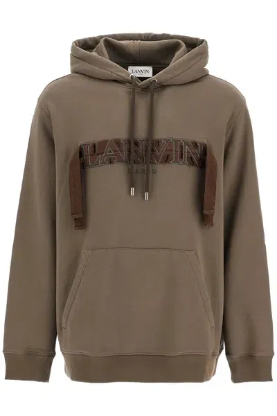 Lanvin Hooded Curb Sweat In Brown