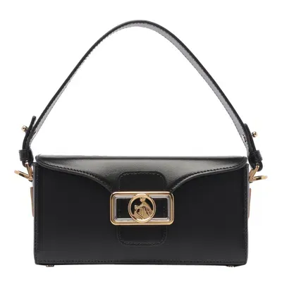 Lanvin Logo Plaque Shoulder Bag In Black