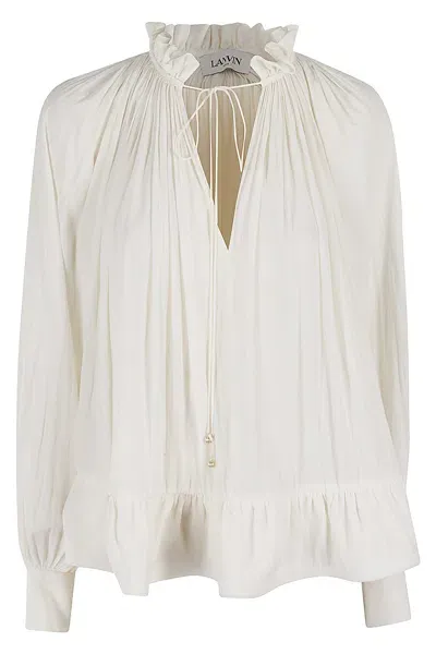 Lanvin Long Sleeve Flared Blouse In White