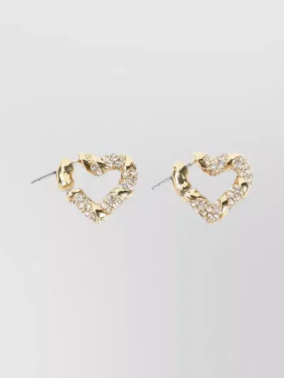 Lanvin Melodie Heart Crystal Stud Earrings In Grey