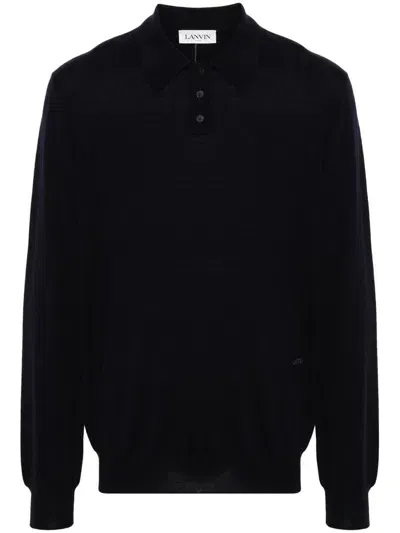 Lanvin Logo-embroidered Polo Shirt In 277 Thunder