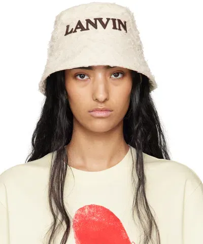 Lanvin Off-white Herringbone Motif  Bucket Hat In 0739 Lt Bge/brgndy