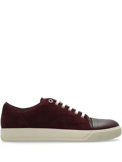 Lanvin Panelled Suede Sneakers In Red