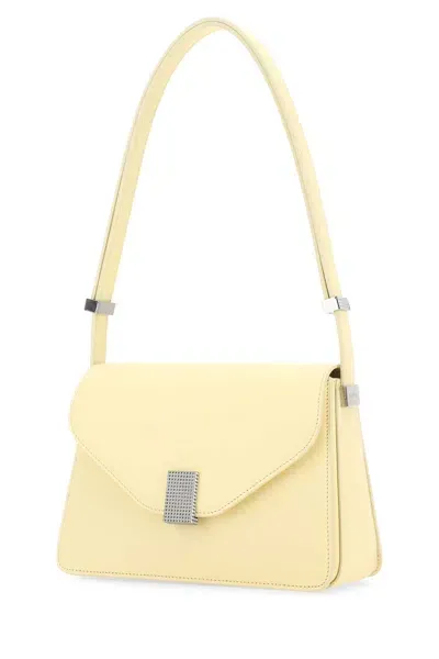 Lanvin Pastel Yellow Leather Concerto Shoulder Bag In Beige