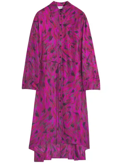 Lanvin Printed Pleated Dress In Pink