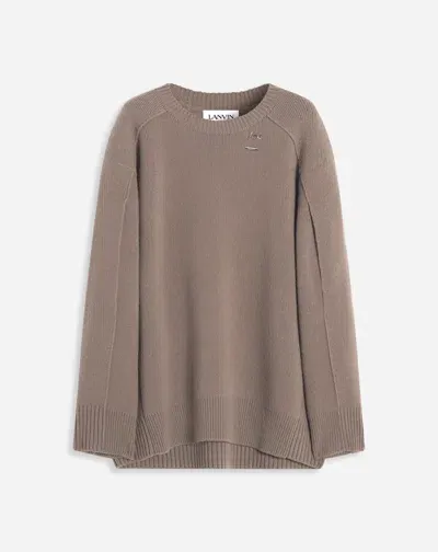 Lanvin Pull Cape Pins Chat Pour Femme In Brown